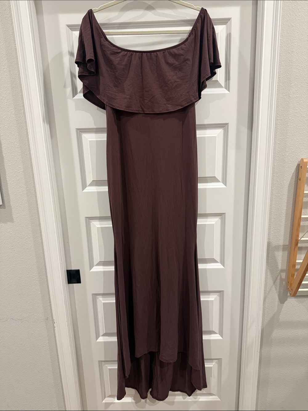 Women’s off the shoulder maternity maxi dress